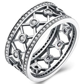 Srebrna Obrączka Wysadzana Cyrkoniami