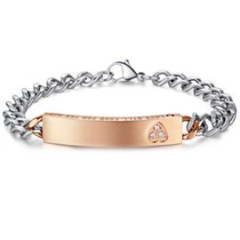 Złota Bransoletka z Serduszkiem Stal Szlachetna