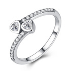 Srebrny Pierścionek Diamentowe Serduszka