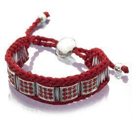 Sznurkowa Bransoletka z Czerwonymi Kryształkami