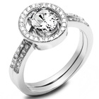 Podwójny Pierścionek Srebrny z Białymi Kamieniami