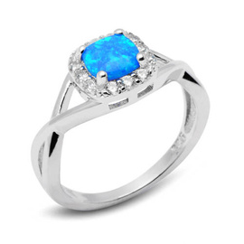 Srebrny Pierścionek z Opalem i Cyrkoniami