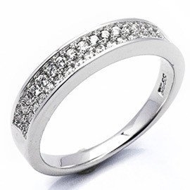 Srebrna Obrączka Dwa Rzędy Mikro Cyrkoni
