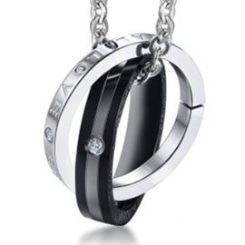 Naszyjnik ze Stali Szlachetnej Dwie Obrączki