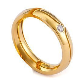 Złota Obrączka z Diamentową Cyrkonią