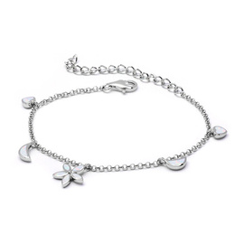 Srebrna Bransoletka z Opalem Serce i Księżyc