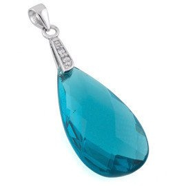 Zawieszka Srebrne z Dużą Cyrkonią Aqua