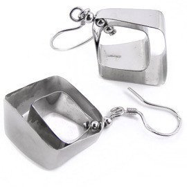 Kolczyki Srebrne Kwadraty Rodowane