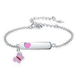 Bransoletka Srebrna z Motylkiem i Serduszkiem