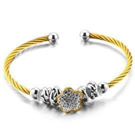 Damska Bransoletka Pleciona Złota Stal Szlachetna