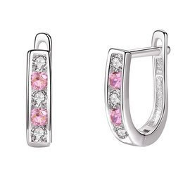 Srebrne Kolczyki z Różowymi Cyrkoniami