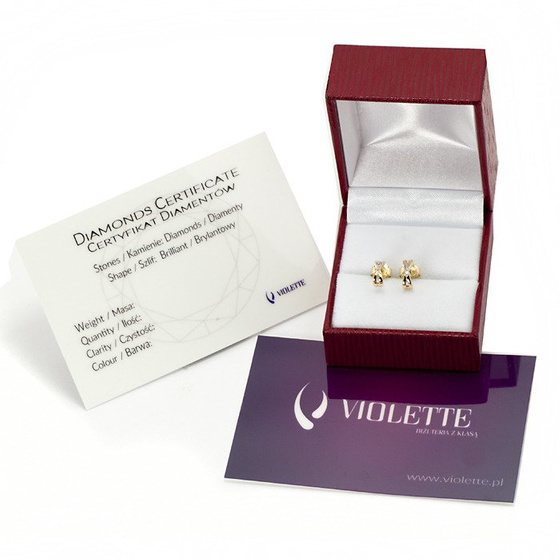 Złote Przeplatane Kolczyki z Brylantami 0.02ct