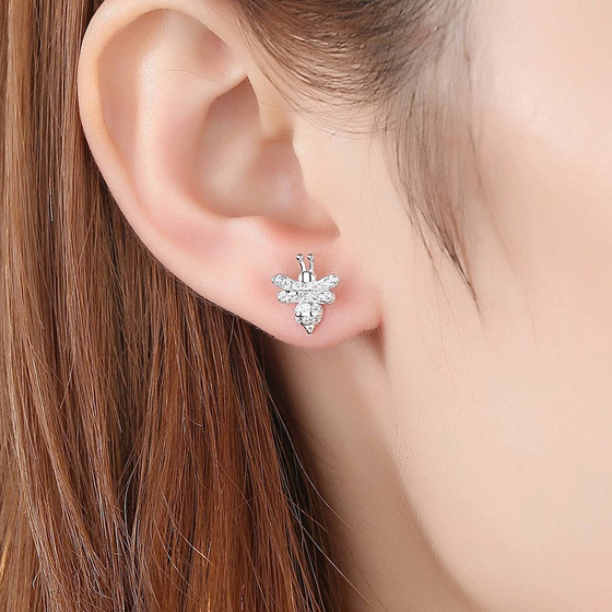 Srebrne Kolczyki Pszczółki z Cyrkoniami