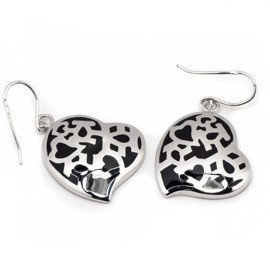 Kolczyki Srebrne Duże Czarne Serca