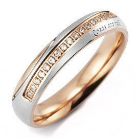 Obrączka z Białymi Cyrkoniami Stal Szlachetna