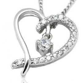 Srebrna Zawieszka Serce z Cyrkonią