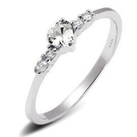 Srebrny Pierścionek Serce z Białą Cyrkonią