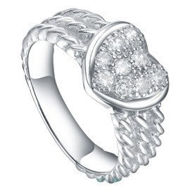 Pierścionek Srebrny Serce Wysadzane Cyrkoniami