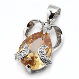 Srebrna Zawieszka Pomarańczowa Cyrkonia