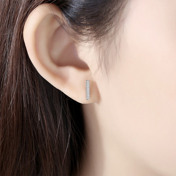 Srebrne Kolczyki Wysadzane Cyrkoniami