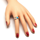 Srebrny Pierścionek Dwa Serca z Opalem i Cyrkonie