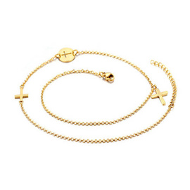 Złoty Naszyjnik z Krzyżykami Stal Szlachetna