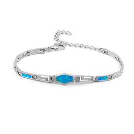 Srebrna Bransoletka z Niebieskim Opalem