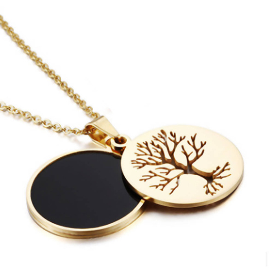 Złoty Naszyjnik Drzewko Szczęścia Stal Szlachetna