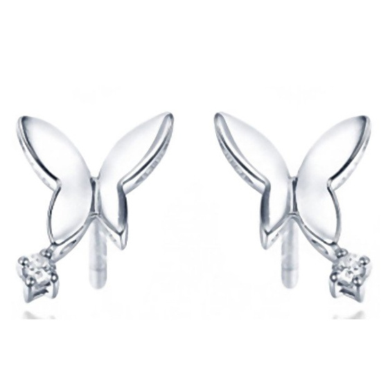 Srebrne Kolczyki Motylki z Cyrkoniami