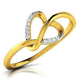 Złoty Pierścionek Zawijane Serce z Brylantami