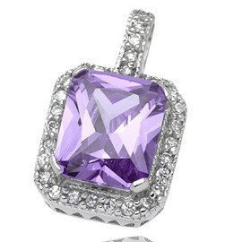 Srebrna Zawieszka Fiołkowa Cyrkonia