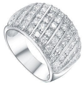 Srebrna Obrączka Wysadzana Białymi Cyrkoniami