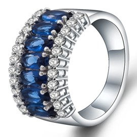 Srebrny Pierścionek z Szafirowymi Cyrkoniami