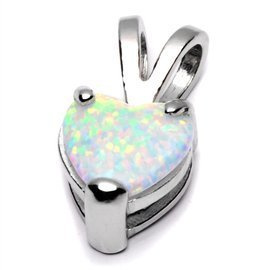 Srebrna Zawieszka Serce z Białym Opalem