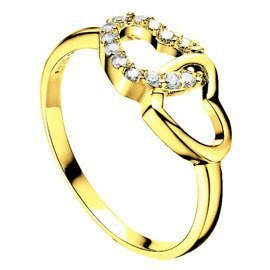 Srebrny Pierścionek Pokryty Złotem Dwa Serca