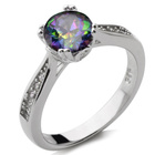 Srebrny Pierścionek z Okrągłą Cyrkonią Multikolor