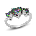 Pierścionek Srebrny Trzy Serca Multikolor