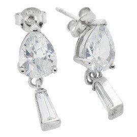 Kolczyki Srebrne z Dużymi Białymi Cyrkoniami