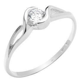 Pierścionek Srebrny z Okrągłą Białą Cyrkonią