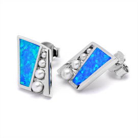 Srebrne Kolczyki z Perłami i Opalem