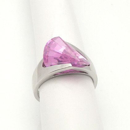Srebrny Pierścionek z Różową Cyrkonią