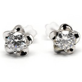 Srebrne Kolczyki z Białymi Cyrkoniami