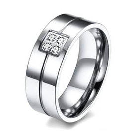 Obrączka ze Stali Szlachetnej z Cyrkoniami