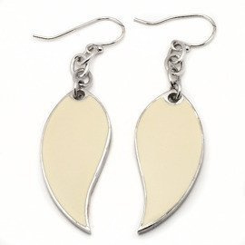 Srebrne Kolczyki Długie Białe Liście