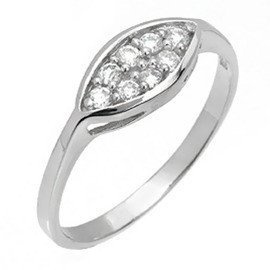 Srebrny Pierścionek Owalny z Białymi Kamieniami