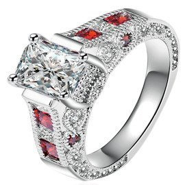 Srebrny Pierścionek z Czerwonymi Cyrkoniami