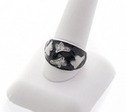 Srebrny Pierścionek Czarna Szeroka Obrączka