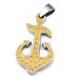 Zawieszka Kotwica Pokryta Złotem z Cyrkoniami