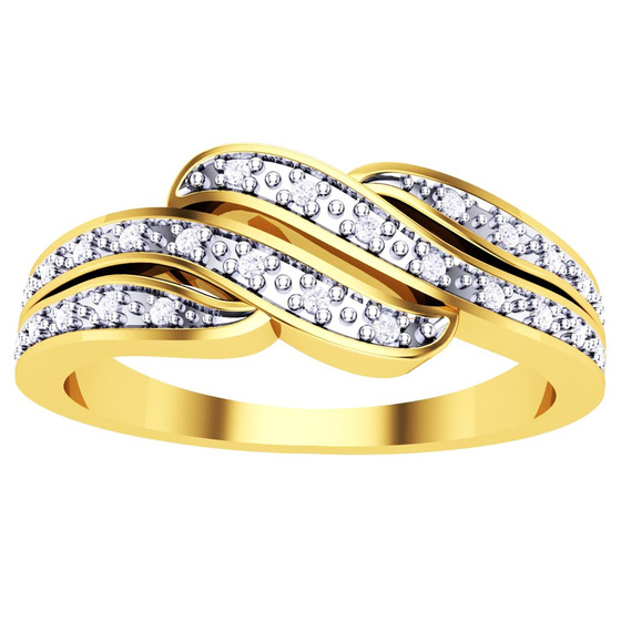 Złoty Pierścionek 375 Przeplatany z Brylantami