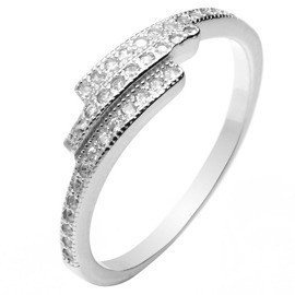 Pierścionek Srebrny z Białymi Mikro Cyrkoniami
